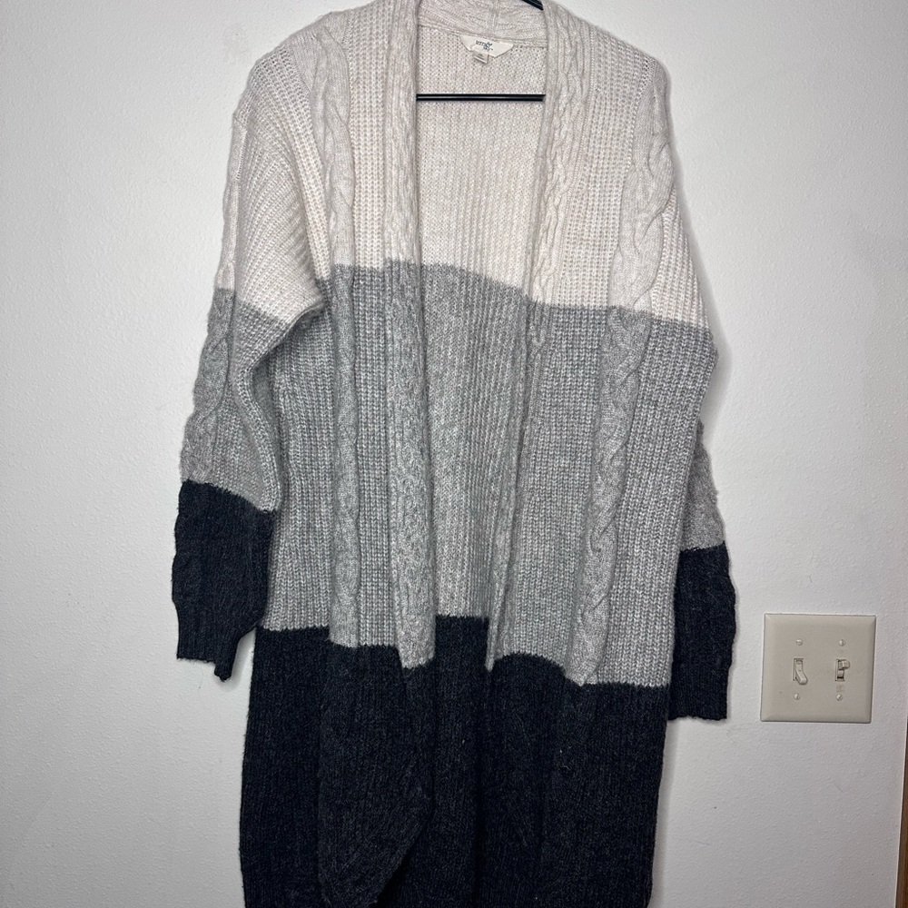 Terra & Sky Tri-Tone Open Cardigan